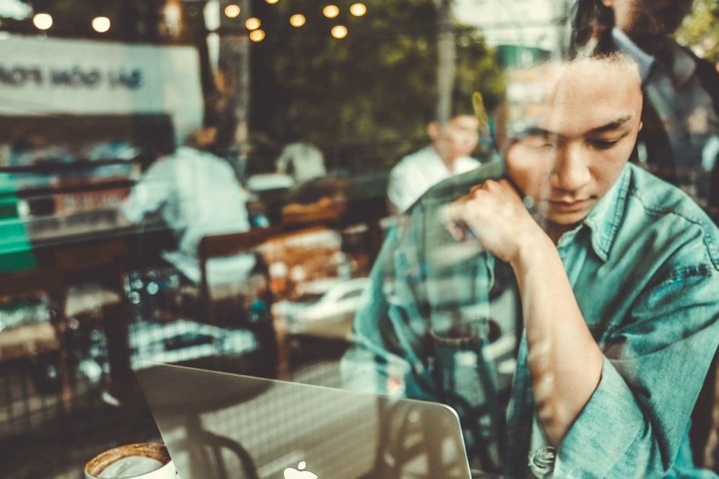 a person sitting at a table